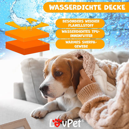 LOVPET® Hunde Decke Wasserdicht Haustier Trockenbett Fleece, 3X Spielzeugknoch