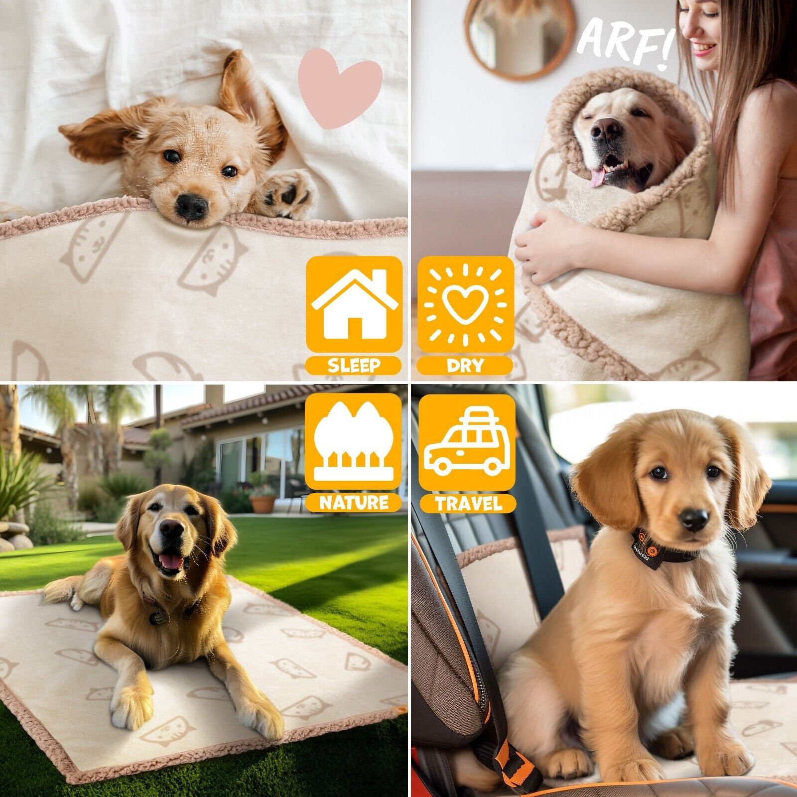 LOVPET® Hunde Decke Wasserdicht Haustier Trockenbett Fleece, 3X Spielzeugknoch