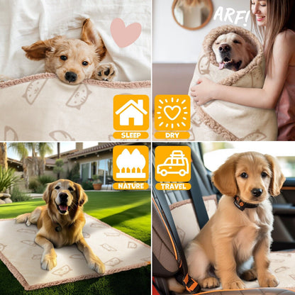 LOVPET® Hunde Decke Wasserdicht Haustier Trockenbett Fleece, 3X Spielzeugknoch